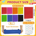 Jumbo Book Covers 8 Pack Reusable Fabric Book Cover Protective Books Covers 9 x 11 Inch Colorful Stretchable Books Sleeve Cover with Label Sticker for Most Hardcover Textbooks Up to 10 x 12.5 Inch