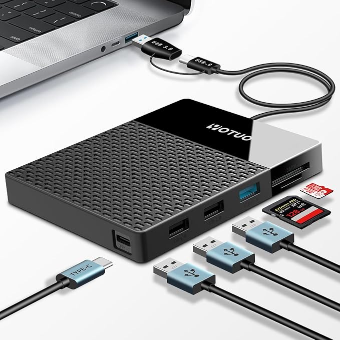 Portable Docking Station External Hard Drive 750GB Storage, USB C Multiport Hub HDD 7-in-1, USB 3.0, SD/TF Card Reader, for Windows, Mac, Android, TV, Phone, Laptop, Desktop