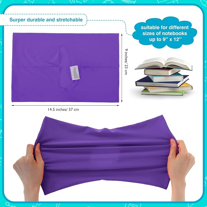 Sherr 14 Pcs Stretchable Book Covers 14.5 x 9 Inch Book Covers Stretchy Durable Book Protector Washable Reusable Textbooks Book Cloth for Classroom Most Hardcover Book About 9 x 12 Inch (Bright Color)