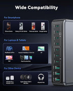 480W USB C Charger Block, Rocoren 10-Ports USB C Charging Station for Multiple Devices,PD 100W Type c Gan Fast Charger Station Multi USBC Charging Hub for Laptop MacBook HP iPad iPhone Samsung