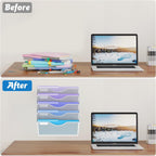 5 Tier Hanging Wall File Organizer, Mesh Mail Paper Orgnization Hanging File Folder Holder for Home Office, White