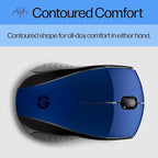 HP X3000 G3 Wireless Mouse - Blue, 15-Month Battery, Side Grips for Control, Travel-Friendly, Blue LED, Powerful 1600 DPI Optical Sensor, Compatible with Wins PC/Laptop, Mac, Chromebook (683N8AA#ABL)