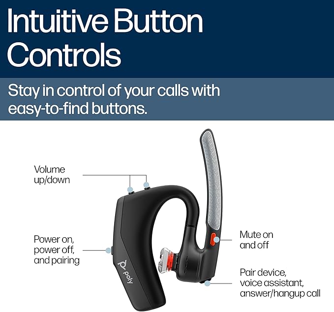 POLY HP Voyager Legend 30 - Bluetooth Monaural Headset - Discreet Boom & 4 Noise-Canceling Mics, WindSmart Technology, All-Day Comfort, Seamless Connectivity, Smart Sensors & Call Controls, Black