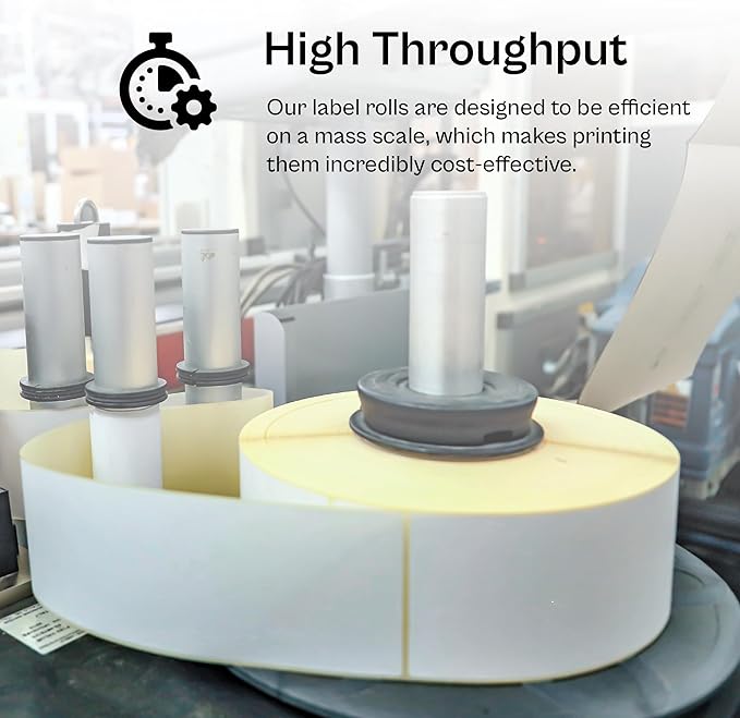 PSBM Thermal Transfer Labels, 4x3 Inch, 4 Rolls, 1960 Labels/Roll, 3 Inch Core, Perforated, Must Have Thermal Ribbon (Not Included)