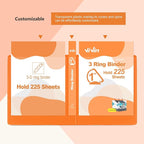 ViVin Sturdy 1 Inch D Ring Binders, 3 Ring Binders with 2 Pockets, Hold 225 Sheets of US Letter Size Paper for Office,Home,School, 6 Pack (Orange)