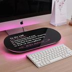 TSJ OFFICE Glass Desktop Whiteboard - 17 X 7 Inches Small Dry Erase Board with Pink Light, Glass White Board Surface Notepad with 1 Drawer, Desk Organizers for Office, Home, School Supplies (Black)