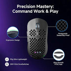 DIERYA M1 Wireless Gaming Mouse, 24000DPI, 180Hrs Battery, 16.8M RGB, 6 Programmable Buttons, Lightweight, Tri-Mode (2.4G/BT5.2/USB-C) for PC/Mac/Laptop - Black