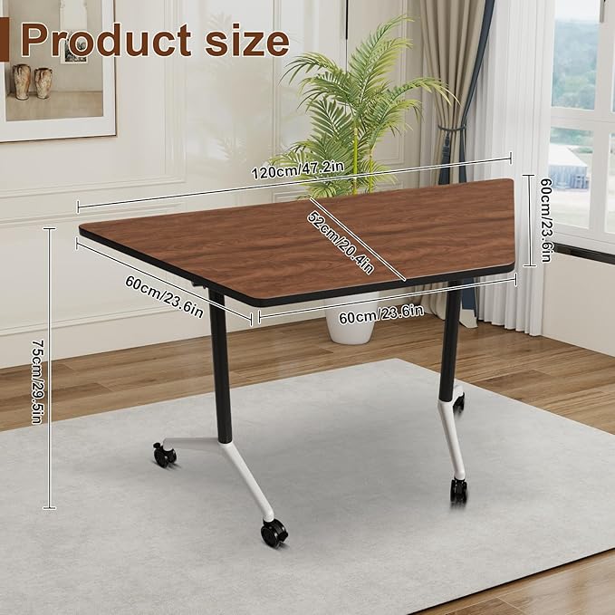 Conference Room Table with Flip-Top Design for Dynamic Meetings, Business Table Computer Desk with Heavy-Duty Frame,Foldable Seminar Meeting Tables for Home Office (6, D, 47.2IN)