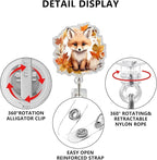 Cute Animal Badge Holders Fall Badge Holder with 360 Swivel Alligator Clip Acrylic Fox Badge Clip Designs Autumn Leaves Badge Reel ID Card Holders Name Card for Teacher Nurse Doctor Worker