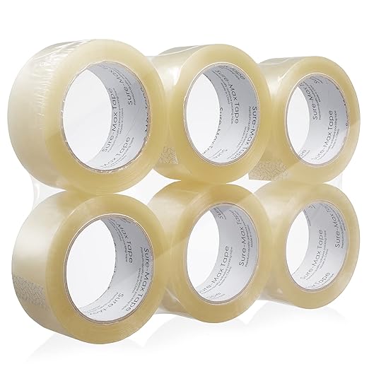 Sure-Max Premium Carton Packing Tape 1.8 mil 330 Feet (110 Yards) - Clear - 6 Rolls