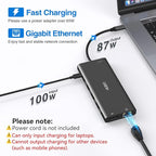 Dell HP USB C Docking Station - Dual/3 Monitor Triple Display, 2X HDMI 4K, DP, Ethernet, 6 USB, PD, SD/TF, Audio, Adapter 14 in 1 for Lenovo