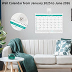 Wall Calendar -Calendar 2025-2026 from Jan. 2025 to Jun. 2026,18 Months Calendar,13.7"×11"Thick Paper with festival Dates and Ruled Blocks for Home or Office New Year and Christmas Gifts