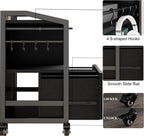 HSH Rolling Lateral File Cabinet with Storage Drawer, Black Mobile Filing Cabinet for Legal/Letter Size, Wood Metal Printer Stand with Shelves, Wheels & Hanging File Folder for Home Office Desk, 33 In