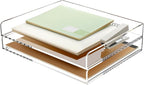 2 Pack- Stackable Paper Letter Tray, A4 File Tray Desk Organizer, Acrylic Desk Organizers and Accessories Sorter, Clear Workspace Office Supplies Organizers, 12.4inx8.86inx3.46in