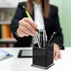 Carbon Fiber Pen Holder Pencil Holder for desk, Desktop Organizer and Black Pencil Cup for Office, School, Home,Glossy Black