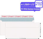 250 PCS #10 White Self Seal Kraft 4-1/8 x 9-1/2 inches Security Envelopes, Windowless Invisible Envelopes Super Strong Quick Seal Envelopes Security Tint Pattern Secure