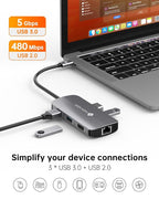 NOVOO USB C Hub Ethernet 4K@60 USB C HDMI Adapter Multiport Type C Adapter 4 USB 3.0 & USB2.0 Dongle 100W PD Dock Docking Station for MacBook Pro Air Apple iPad Pro Steam Deck Dell HP Lenovo 7-in-1