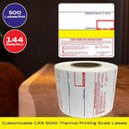 CEPRICO - Customizable CĀS Scale Labels - 144 Rolls of Thermal Printing Scale Labels – Compatible with CĀS LST-8040 | Safe Handling Instruction | Ideal for Supermarkets, Retailers and Grocery Stores