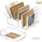 SANRUI Acrylic Mail Sorter Desktop Organizer Holder with Drawer, 5 Compartments Clear Small File Script Letter Document Storage for Desk Bill Filling Envelope Holder Office, Home, School Organization