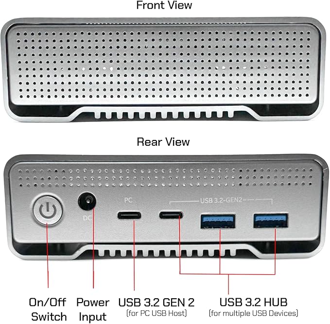 Avolusion PRO-G1 Series 12TB USB 3.2 Gen 2 (10Gbps) USB-C External Hard Drive w/USB HUB for Windows or MacOS Desktop PC/Laptop (Silver) (Renewed)
