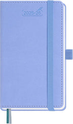 BEZEND Pocket Planner 2025-2026 Weekly and Monthly, 3.5" x 6" Academic Planner (Jul 25-Dec 26) 18-Month Mid-Year Calendar Book, Storage Pocket, Pen Holder, PU Leather Hardcover - Cornflower