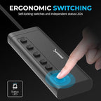 SABRENT 7-Port USB-C Hub with Power Switches, 5Gbps USB 3.2, 48W Powered Hub with 3 USB-A + 4 USB-C Ports, 20W PD, LED Status, Aluminum Body – for Mac, PC, Steam Deck, ROG Ally (HB-3A4C)