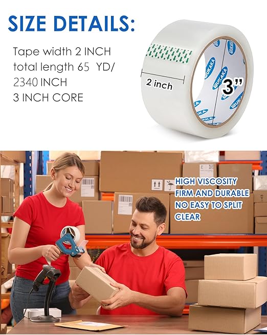 Packing Tape, 36 Rolls Clear Packing Tape 2 Inches Wide, 65 Yards Per Roll, for Shipping Tape, Packaging Tape, Moving Tape & Sealing Tape.