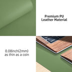 Aothia Leather Desk Pad Protector, Mouse Pad, Office Desk Mat, Non-Slip PU Leather Desk Blotter, Laptop Desk Pad, Waterproof Desk Writing Pad for Office and Home (23.6" x 13.7", Olive Green)