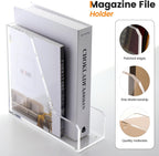Acrylic Magazine Rack File Holder Desk Organizers and Storage 2-Pack Small Clear Acrylic Vertical Magazine Holder Book Stand for Office Desk