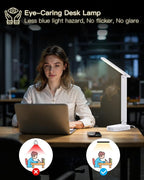 One Beat Desk Lamp with 6 Outlets 4 USB Ports(2×USB-C),Eye Protection Table Lamp Power Strip with 4 Color Modes 5 Brightness Touch LED Desk Lamps for Home Office College Dorm Room Essentials(White