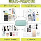 Della Gao Big Capacity Pencil Case, Durable Nylon Pencil Bag Aesthetic Pencil Pouch Travel Simple Stationery Bag Office Organizer Pen Bag for Women and Men - Green