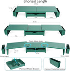 gianotter Dual Monitor Stand Riser, Desk Organizer With Drawer and 2 Pen Holders, Monitor Stand for Desk, Office Decor Essentials (Green)