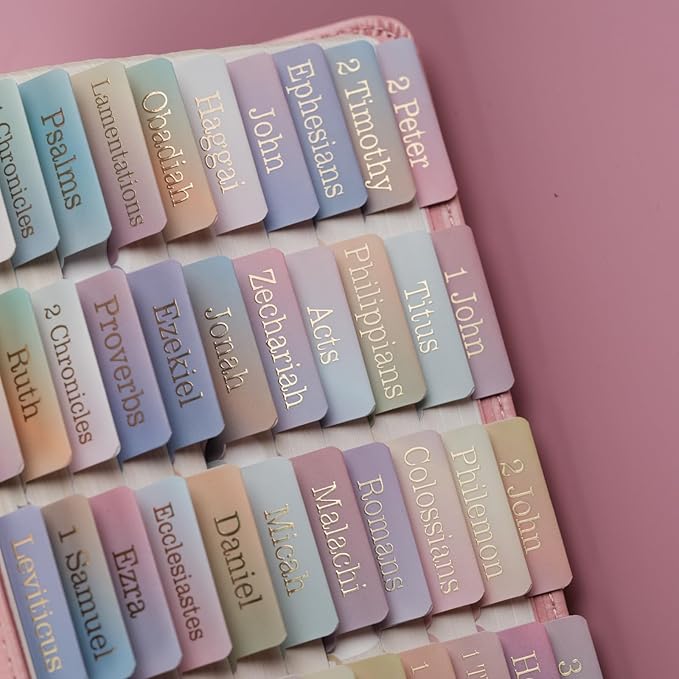 UPAFEXXI-Laminated Bible Tabs with Book Summaries(Gold Foil Embossed Lettering), Bible Tabs for Women and Men, Reposition Large Print Stickers, Easy to Read, 80Chapters Labels for Easy Navigation