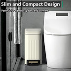 Small Bathroom Trash Can with Lid Soft Close-6L/1.6 Gal Slim Step Garbage Can-Metal Pedal Wastebasket-Narrow Rectangle Garbage Container Bin for Corner Office, Bedroom, Toilet, Live Room-Beige