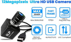 USB Camera 4K 12 Megapixels USB Webcam 1080P 120fps High Speed Golf Swing Cam with 3X Manual Optical Zoom Lens Close up PC Computer Plug and Play for Live Streaming Industrial Project Meeting