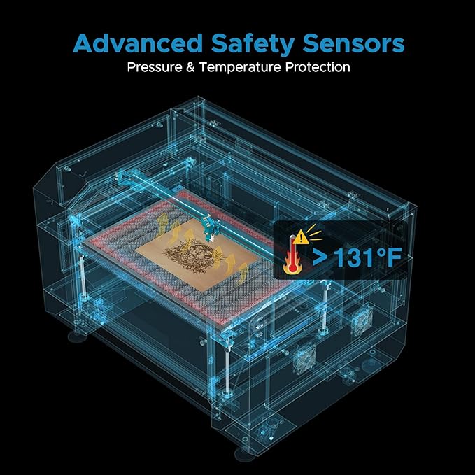 OMTech Pronto 130W CO2 Laser Engraver & Cutter with Water Chiller – 51"x35" Workspace, 1,000mm/s Speed, Autofocus, 2-Way Pass, Air Assist, for Wood, Acrylic & More