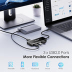 WAVLINK USB-C Docking Station for MacBook, Dell XPS, Lenovo Yoga, HP Laptops - Dual HDMI, DisplayPort, VGA, 3 USB 2.0 Ports, Black