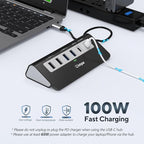 USB C Hub, INTPW 9-in-1 USB Multiport Adapter with 4K HDMI, PD 100W, USB-C and 2 USB A 3.0 5Gbps, 2 USB A 2.0, SD/TF Card Reader, Aluminum USB Hub for Laptop, iPhone 16/15 Series, MacBook, iPad