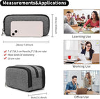 Della Gao Big Capacity Pencil Case, Aesthetic Pencil Pouch with 3 Compartments Large Pencil Bag Nylon Storage Pen Bag Office Stationery Organizer for Women and Men - Grey