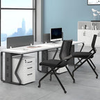 CLATINA Stackable & Foldable Conference Room Chairs, Waiting Room Chairs with Wheels & Lumbar Support, Ergonomic Mesh Bouncing Back Folding Chair for Office Meeting Schools Training Room, Black(8pk)