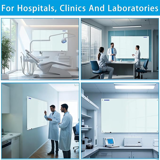 KIZZBY Glass Dry Erase White Board - Magnetic Boards for Wall, 48"x36" Large Frameless Whiteboard for Office, Home & School