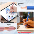 12 PCS 2 in 1 Stylus Ballpoint Pen with Stylus Tip, 1.0 mm Black Ink Metal Pen Stylus Pen for Touch Screens (Rose glod & 6 Colors)