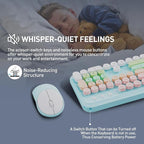 Wireless Keyboard and Mouse Combo, 2.4 GHz Wireless Full-Sized Typewriter Mouse and Keyboard with Round Keycaps for Windows, Computer, Desktop, PC, Laptop (PinkBlue)