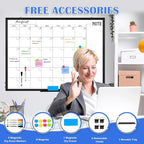 WALGLASS Dry Erase Calendar Whiteboard, 48" x 36" Monthly Large Dry Erase Calendar for Wall, Double-Sided Hanging White Board with Black Aluminum Frame for Home, School, Office, Kitchen
