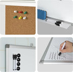 Combination Writeboard 36"x 24" Magnetic Whiteboard & Cork Board Aluminium Frame Dry Erase Board Bulletin Board Wall Mounted Memo Message