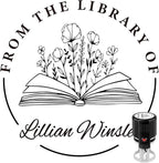 Custom Self-Inking Stamps | Personalized Book Stamp Gift for Book Lovers | 5 Ink Colors (Floral)