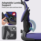 Office Chair Ergonomic Desk Chair, 330 LBS Home Mesh Office Desk Chairs with Wheels, Comfortable Gaming Chair, High Back Office Chair for Long Hours (Violet)