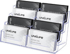 Uniclife Acrylic Business Card Holder for Desk 8 Slots Clear Business Card Display Stand for Men & Women Desktop Business Card Organizer Card Stand for Office Home Exhibition, 480 Card Capacity