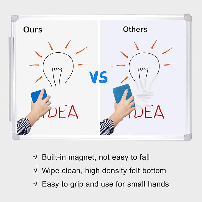 Mini Dry Erase Erasers, IHPUKIDI 48 Pack Magnetic Whiteboard Dry Erasers Chalkboard Cleaner Wiper for Kids and Classroom Teacher Supplies, Home and Office (2 x 2 Inch) Blue