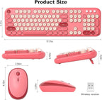 MOFII Wireless Keyboard and Mouse Combo, Cute Keyboard Full Size and Wireless Mouse, 2.4GHz Retro Typewriter Keyboard Wireless Mouse Set for PC/Desktop/Laptop/Windows (Hot Pink)